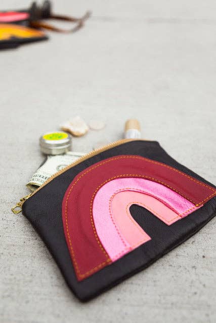 RAINBOW RECYCLED LEATHER POUCH