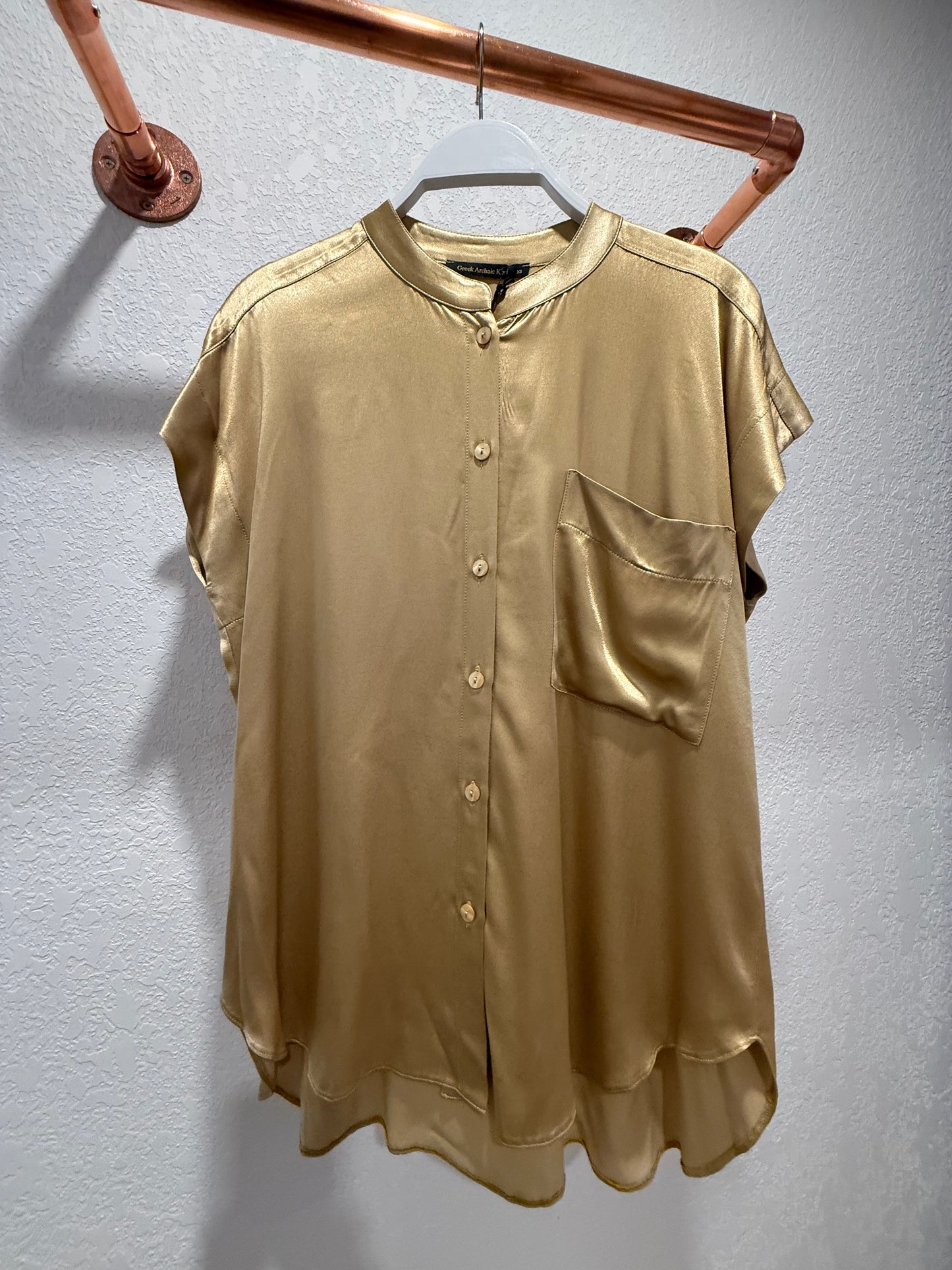 GOLD SILKY POCKET SHIRT