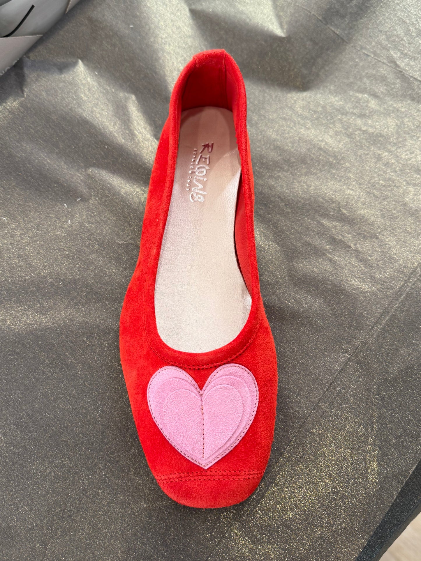 HOLOVE BALLERINAS RED/PINK VELVET LEATHER