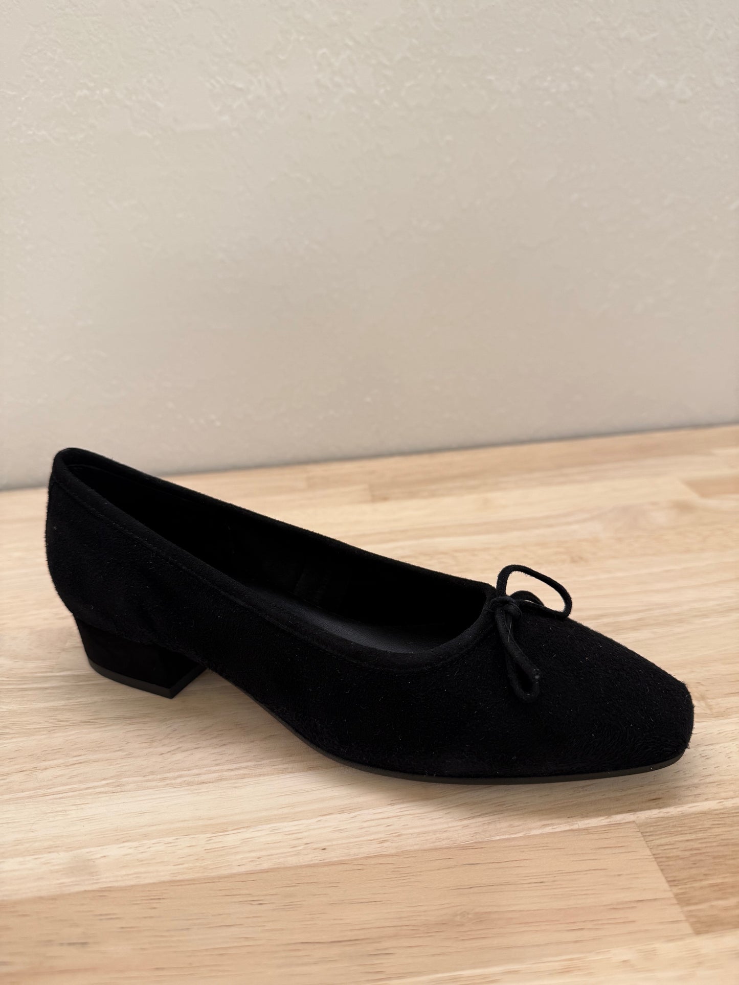 FETISH VELVET LEATHER HIGH-HEEL BALLERINAS BLACK