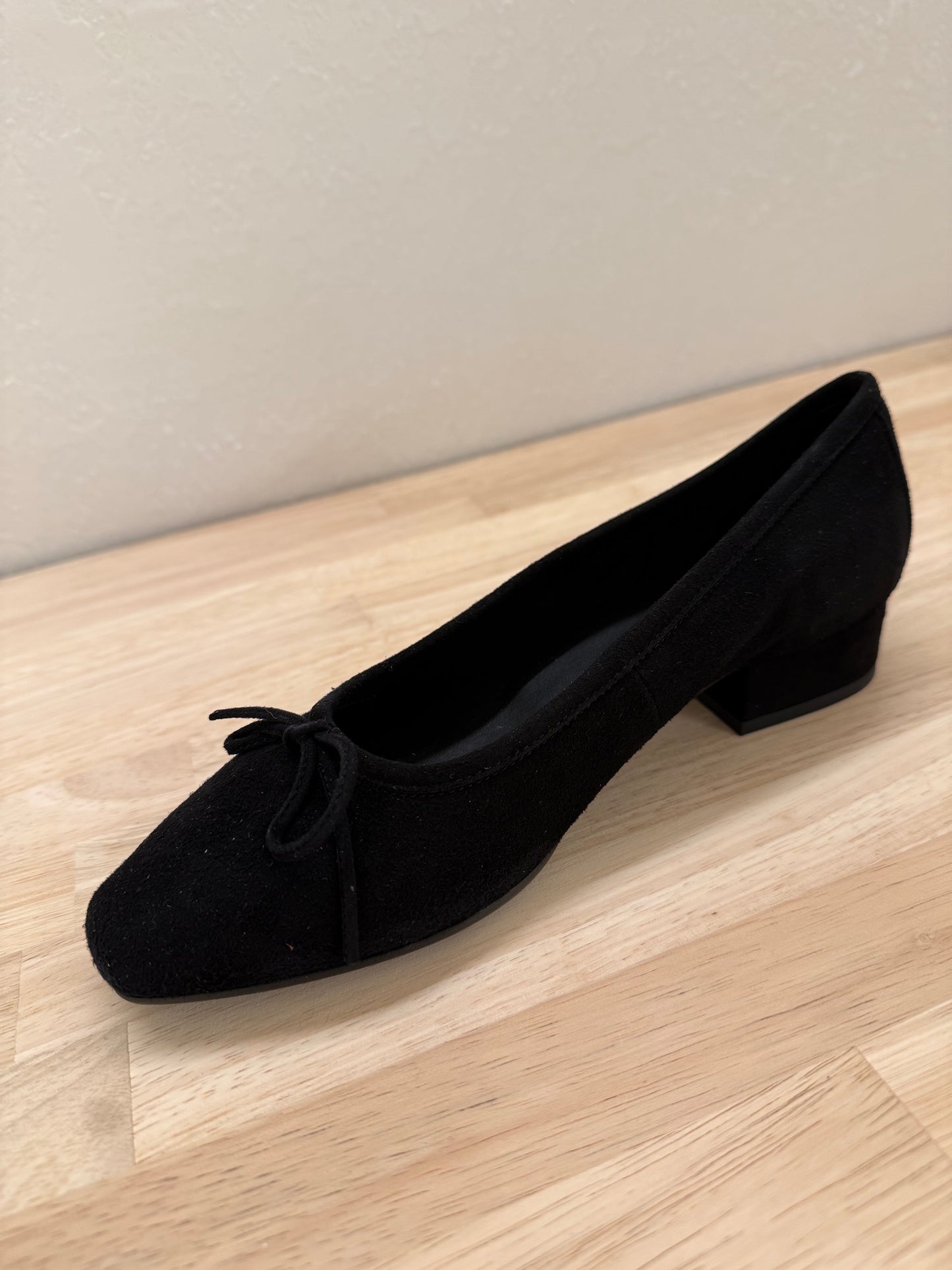 FETISH VELVET LEATHER HIGH-HEEL BALLERINAS BLACK