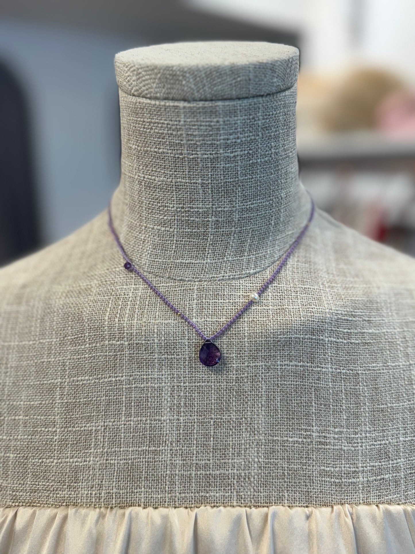 AMETHYST DROP NECKLACE