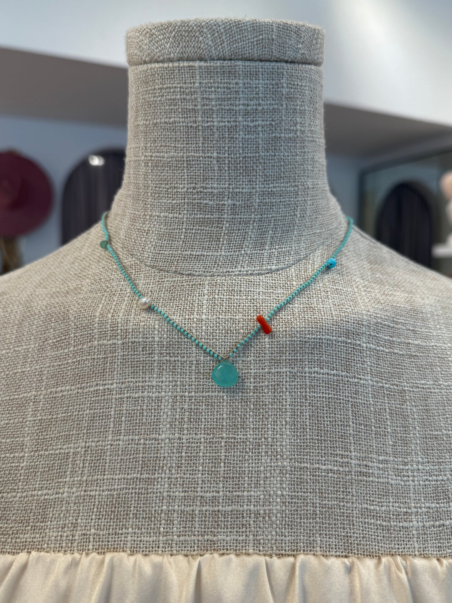 CHALCEDONY DROP NECKLACE