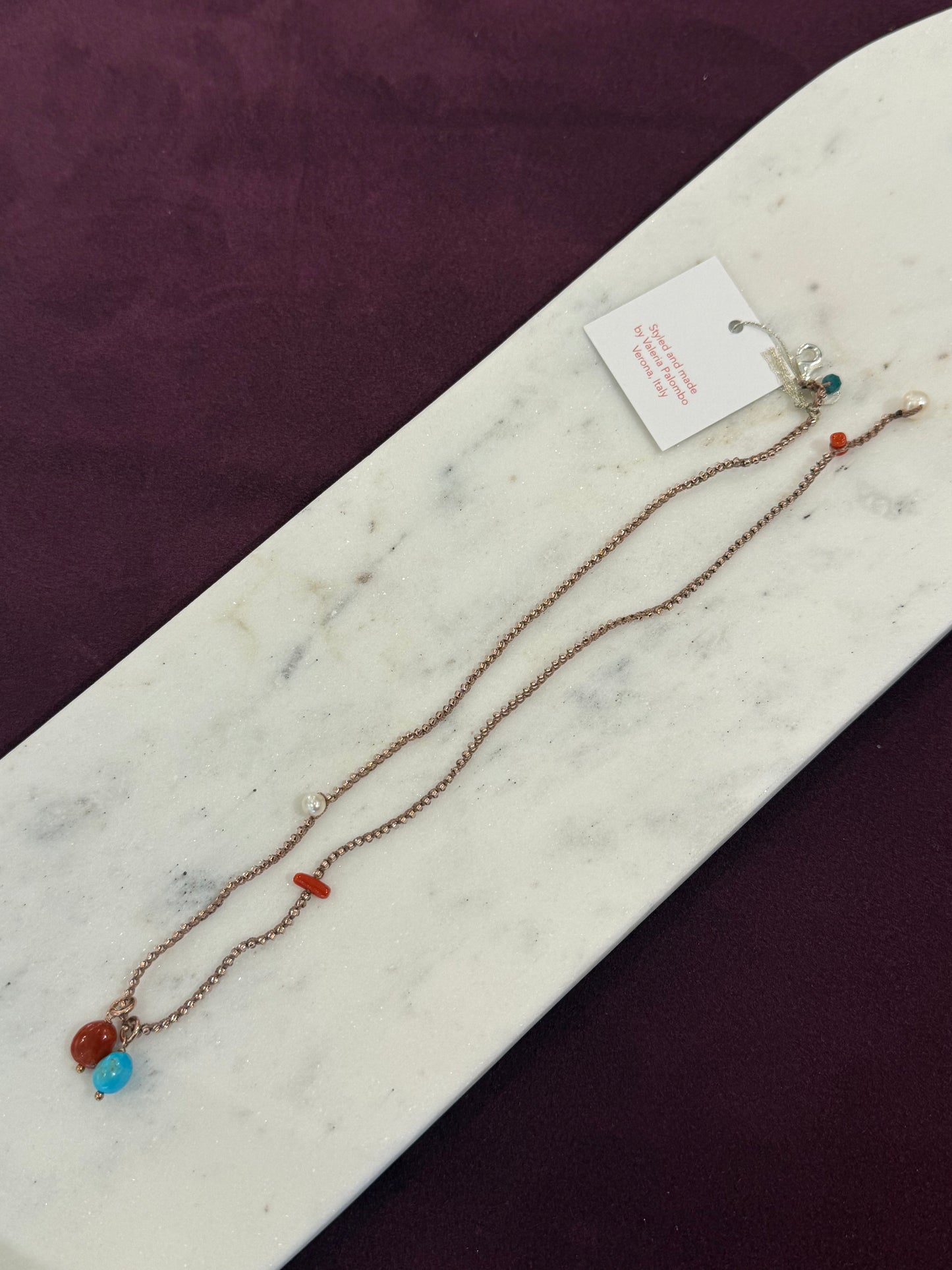 TURQUOISE & CORAL DROP NECKLACE