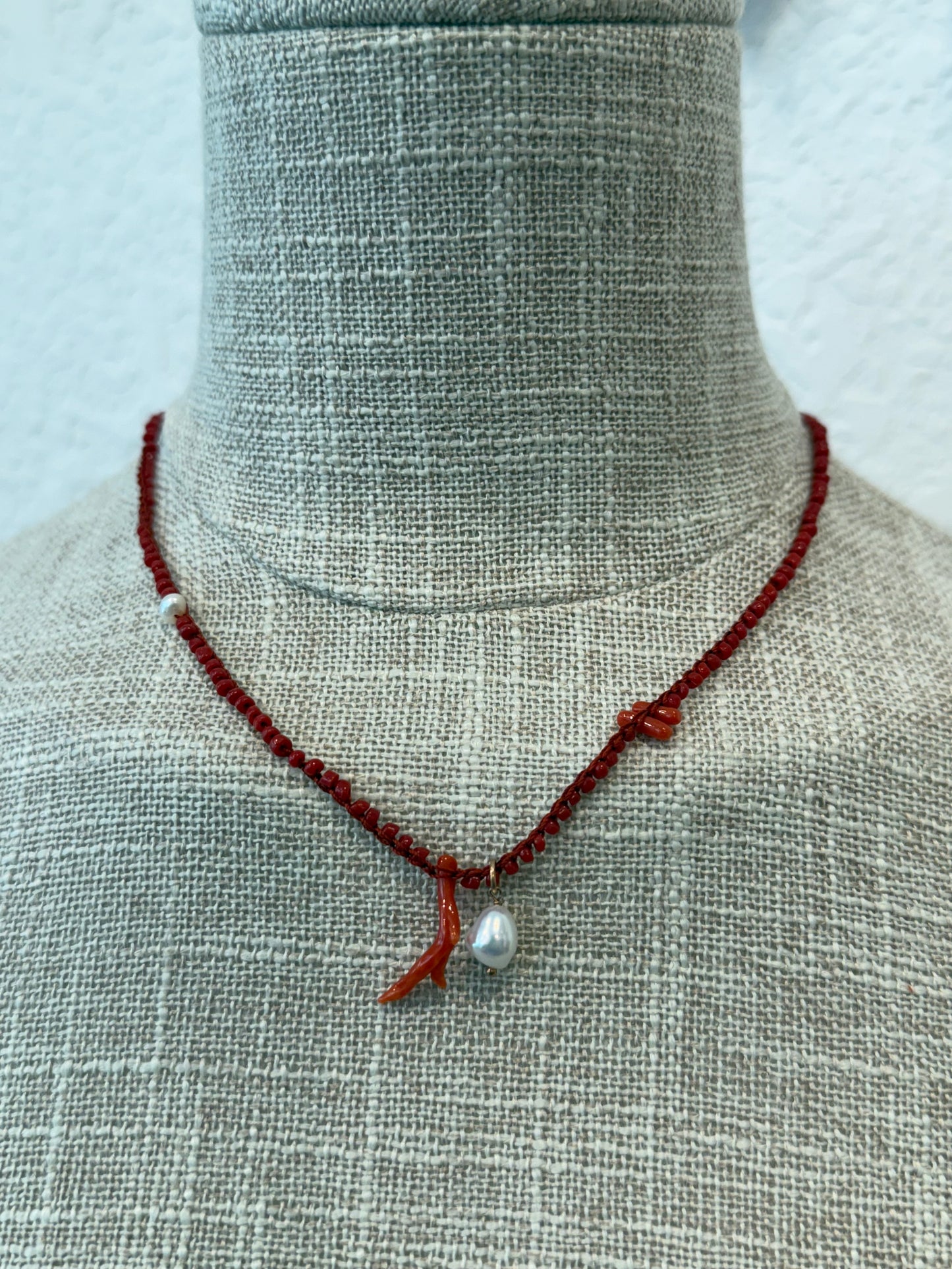 RED CORAL ROSARIO NECKLACE