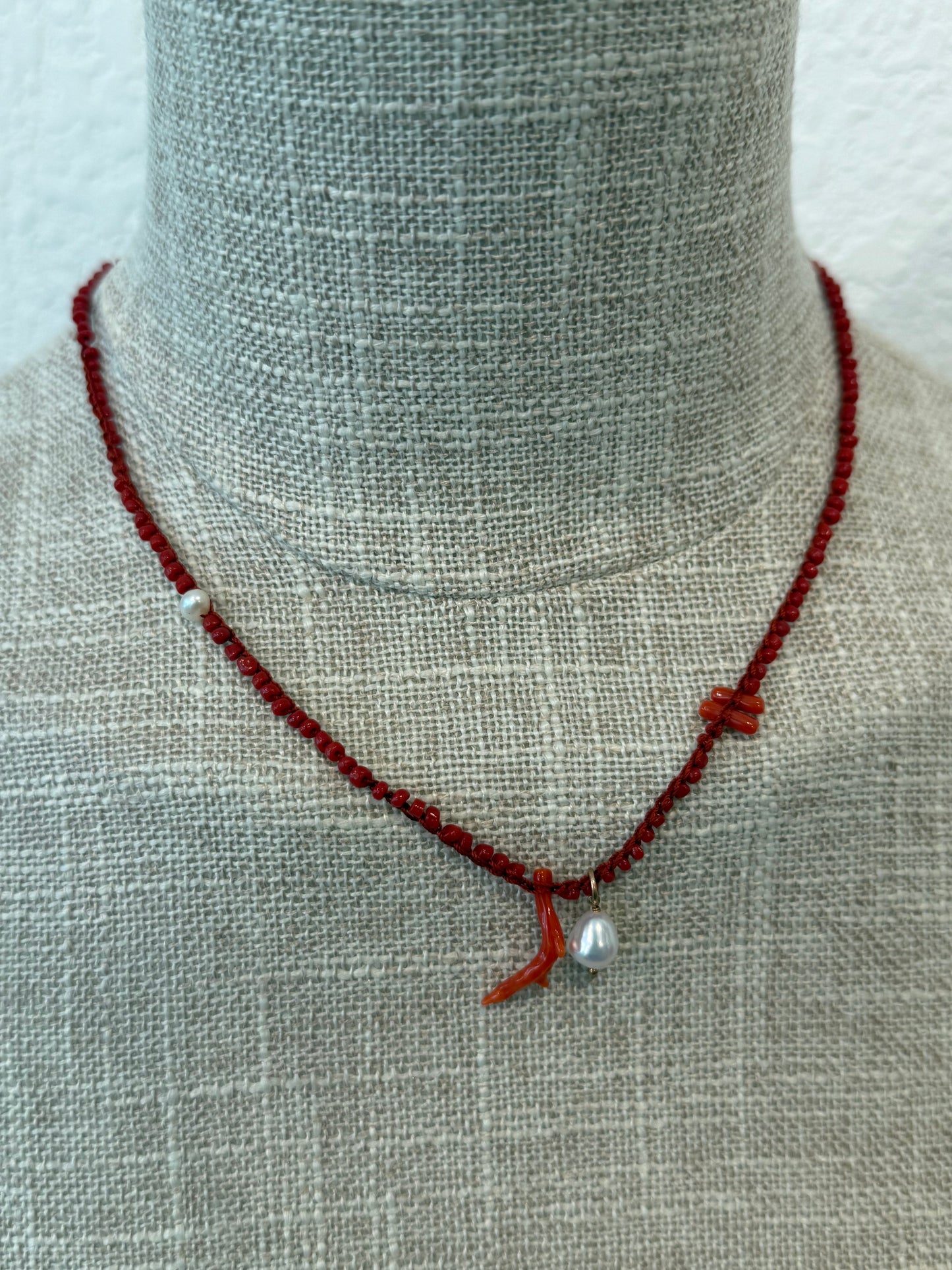 RED CORAL ROSARIO NECKLACE