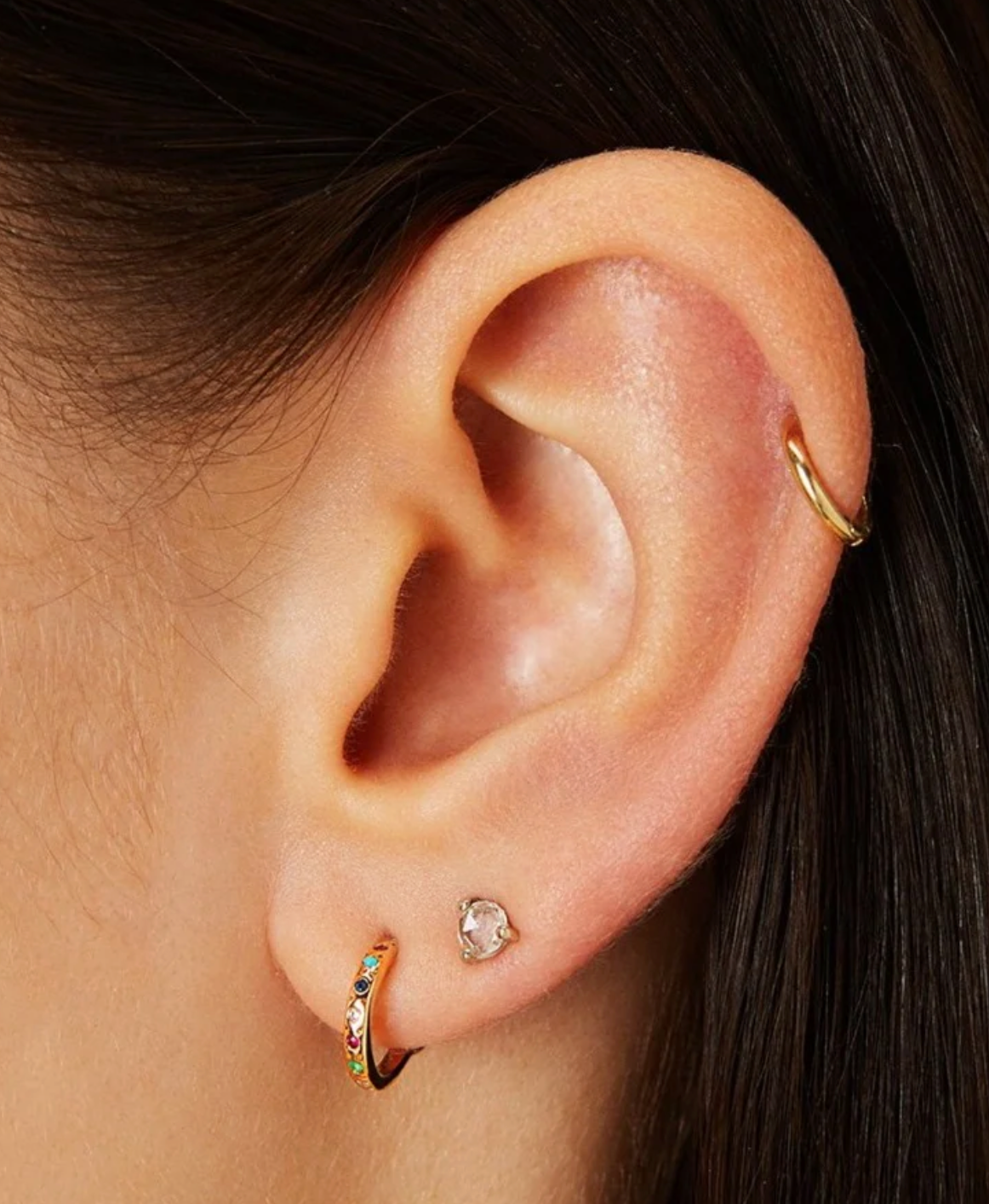 RAINBOW GEMSTONE HUGGIE