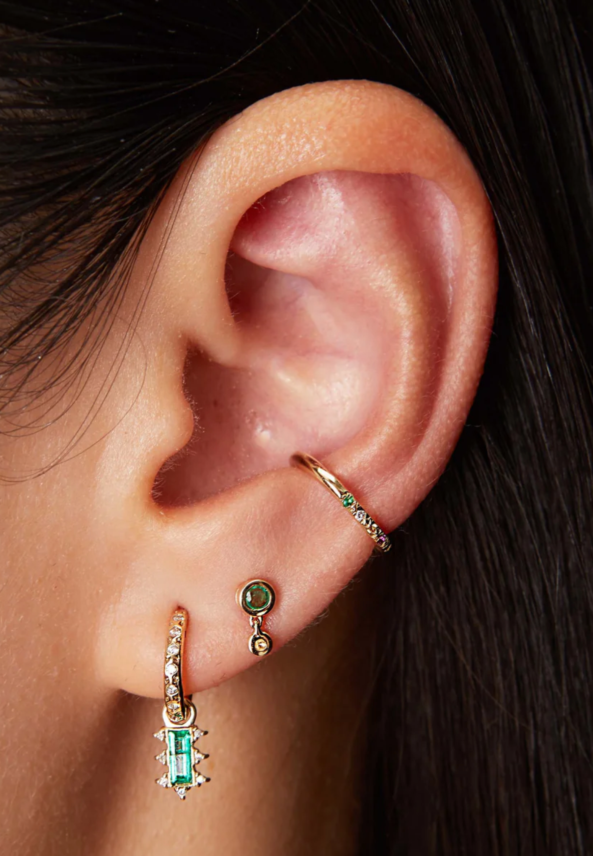 RAINBOW GEMS EAR CUFF