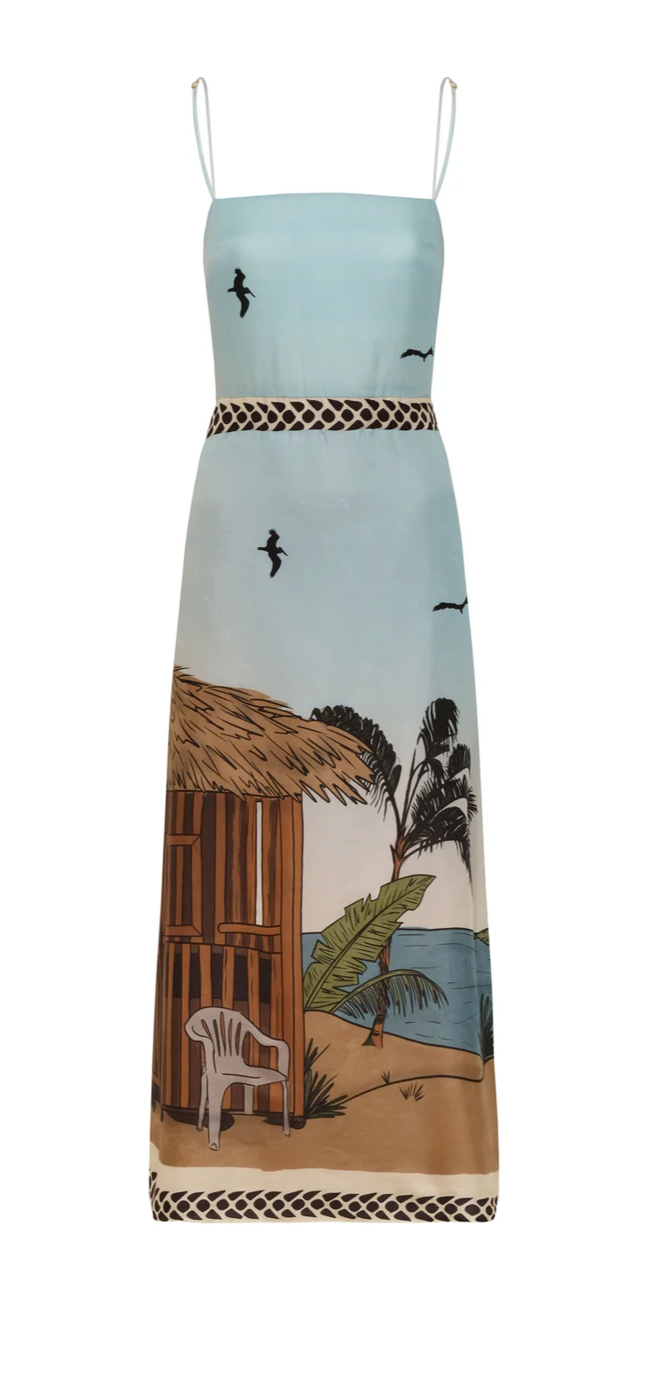 NATIVA COTTON SILK MIDI DRESS