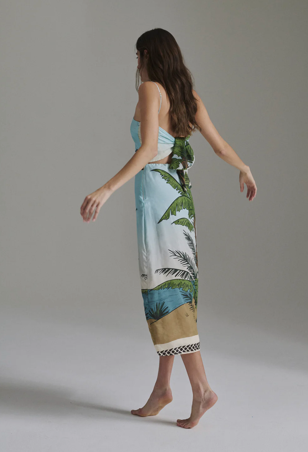 NATIVA COTTON SILK MIDI DRESS