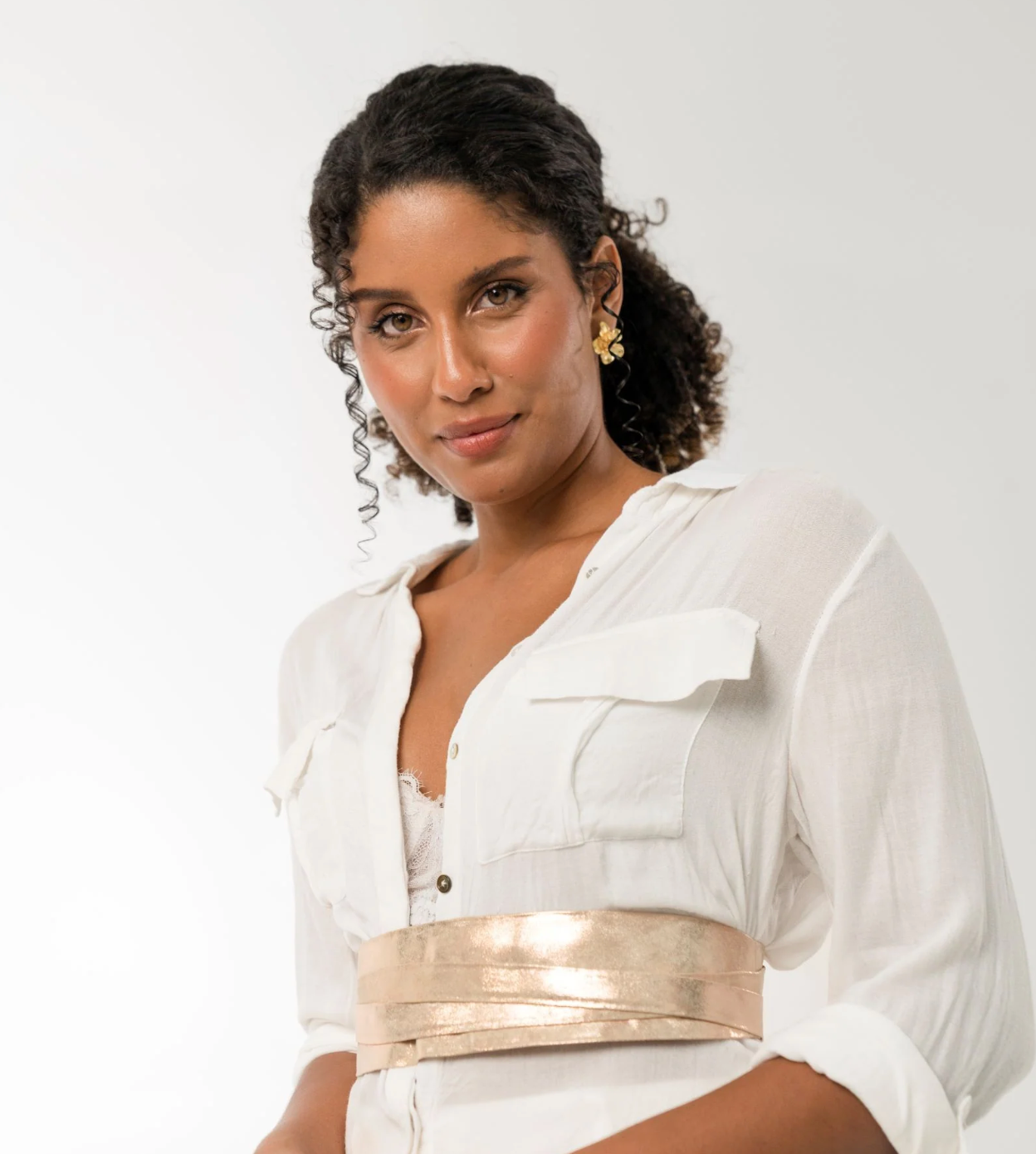 METALLIC SHIMMER WRAP BELT