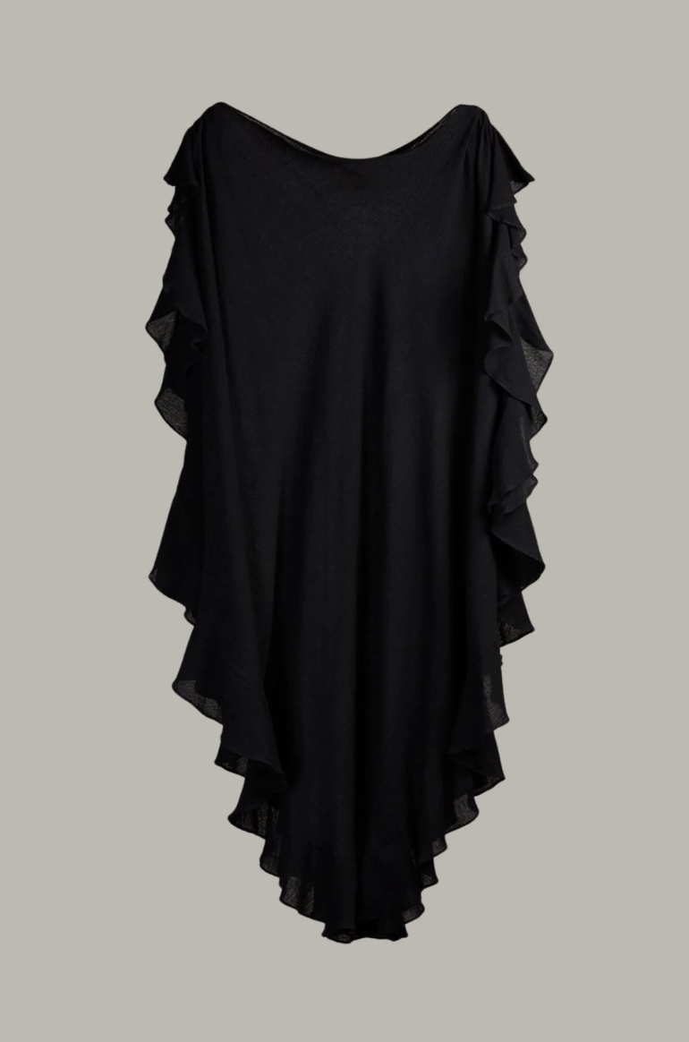 RUFFLE KAFTAN WITH OBI BELT