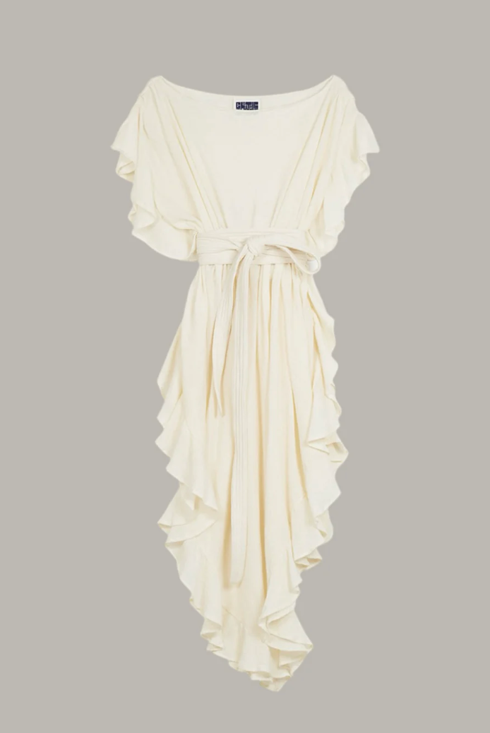 RUFFLE KAFTAN WITH OBI BELT