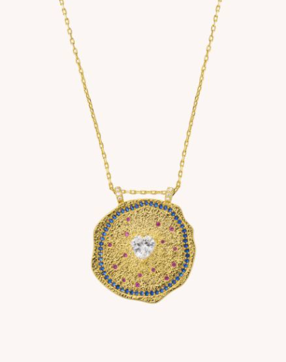 WHITE HEART MEDALLION NECKLACE