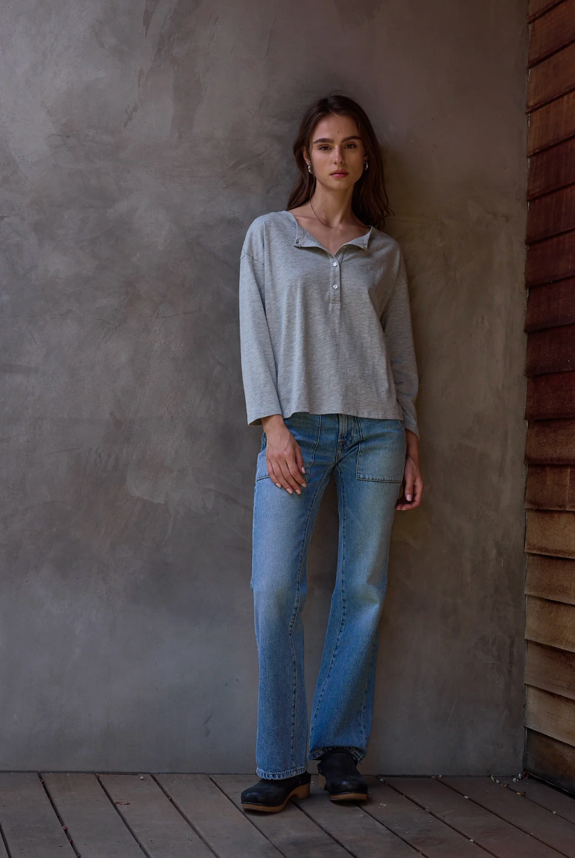 HAZEL BOXY VINTAGE JERSEY HENLEY