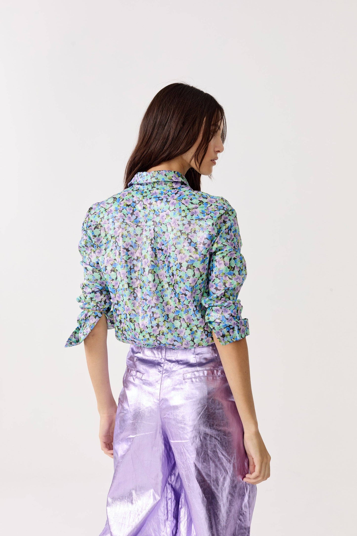 CULOTTE METALLIC LINEN PANTS