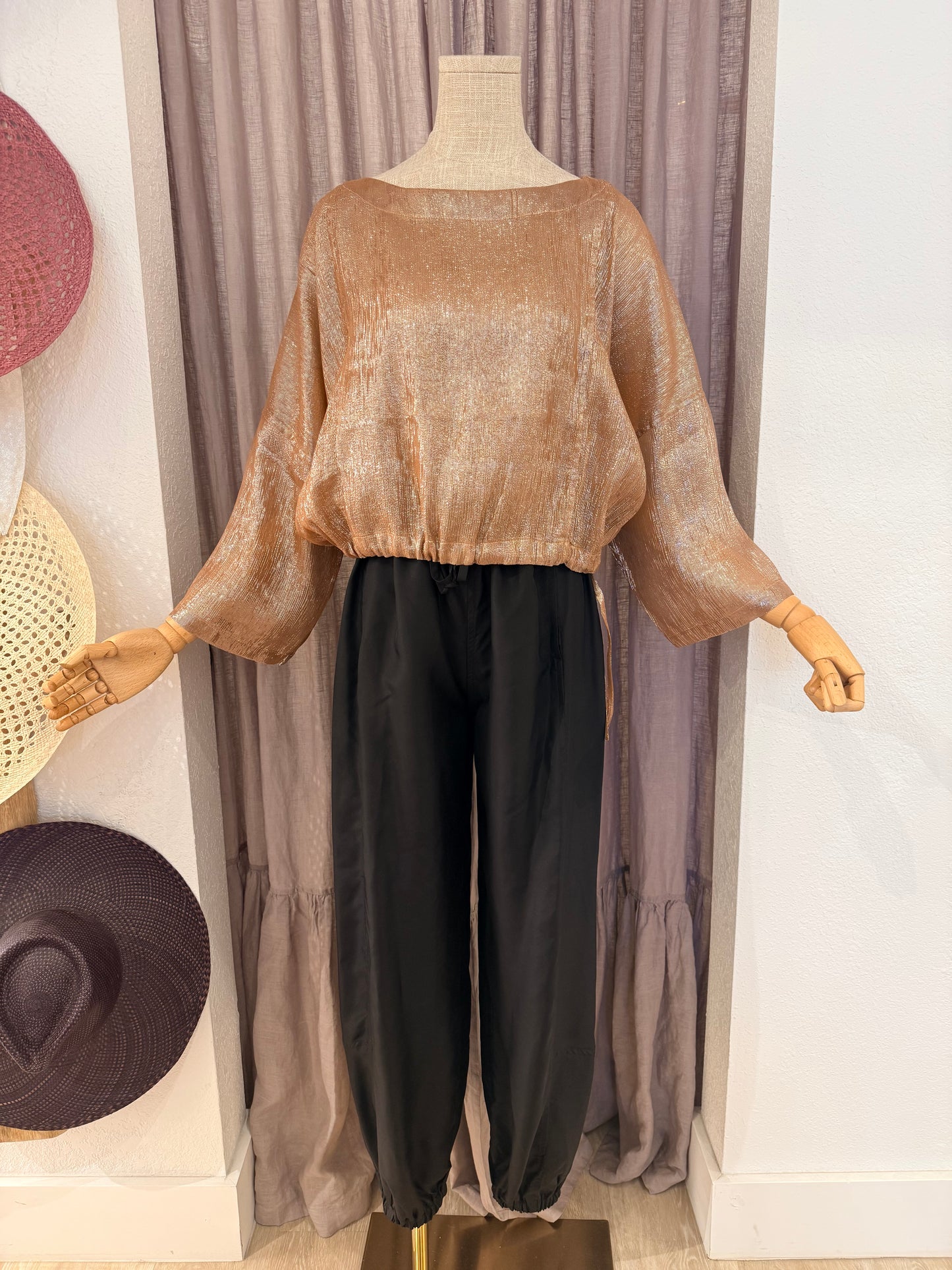 MOONRISE SILK LAMÉ PULLOVER