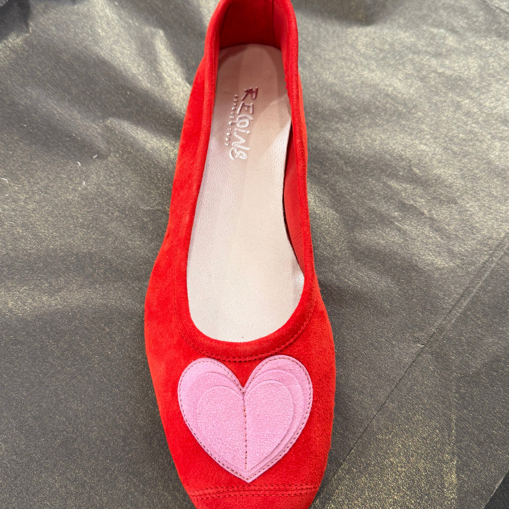 HOLOVE BALLERINAS RED/PINK VELVET LEATHER