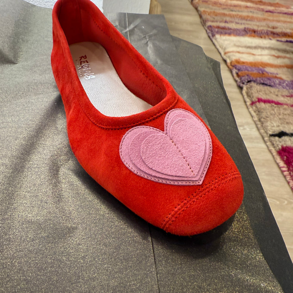 HOLOVE BALLERINAS RED/PINK VELVET LEATHER