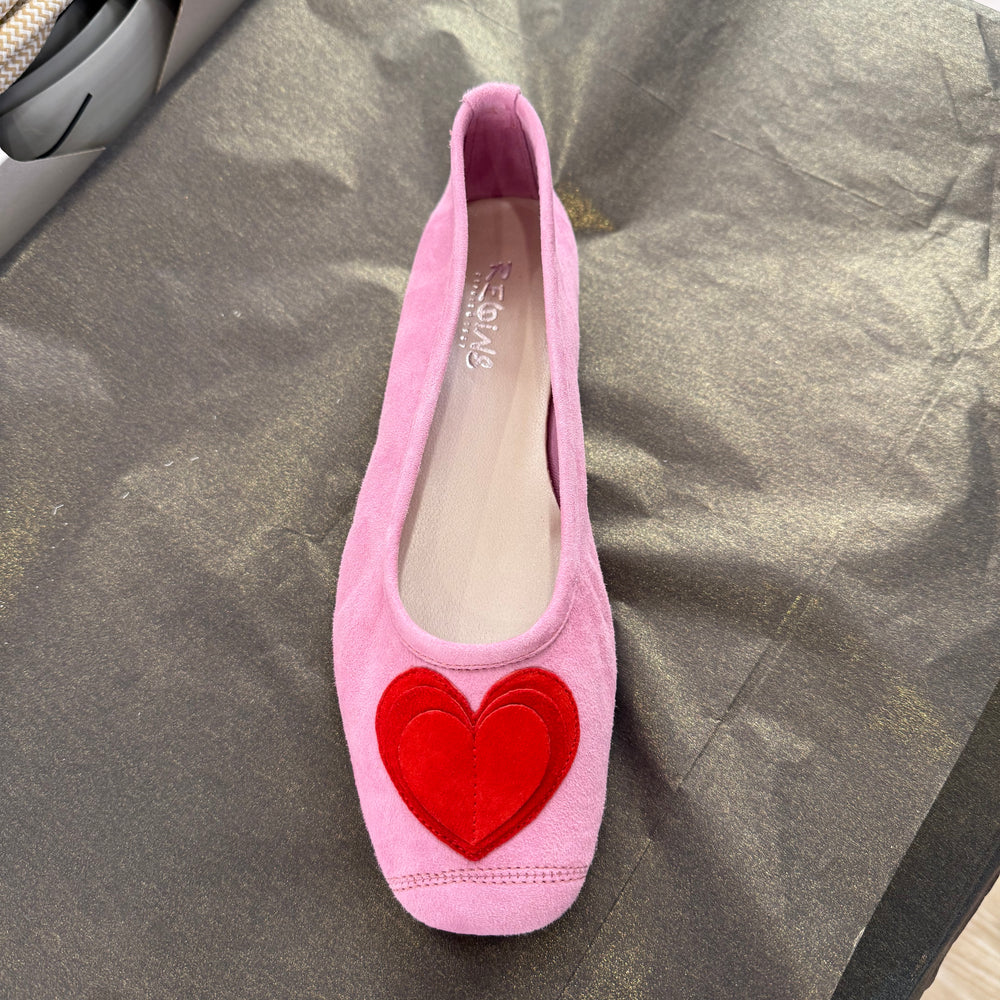 HOLOVE BALLERINAS IN PINK/RED VELVET LEATHER