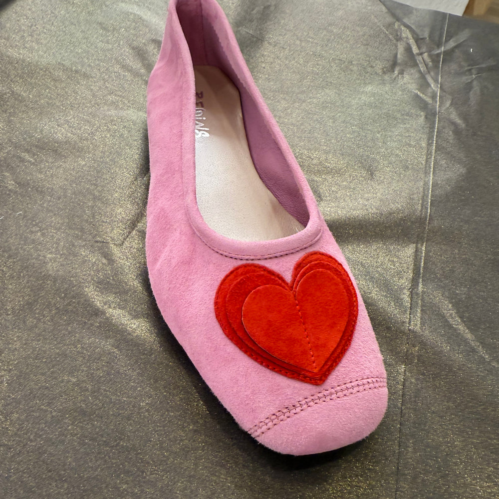 HOLOVE BALLERINAS IN PINK/RED VELVET LEATHER