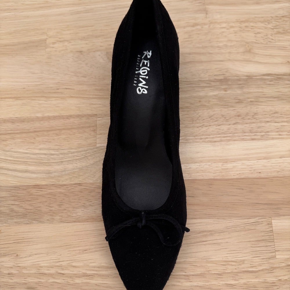 FETISH VELVET LEATHER HIGH-HEEL BALLERINAS BLACK