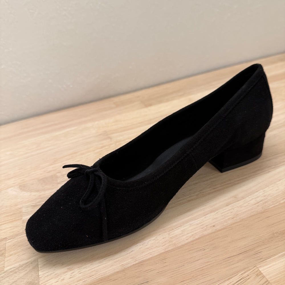 FETISH VELVET LEATHER HIGH-HEEL BALLERINAS BLACK