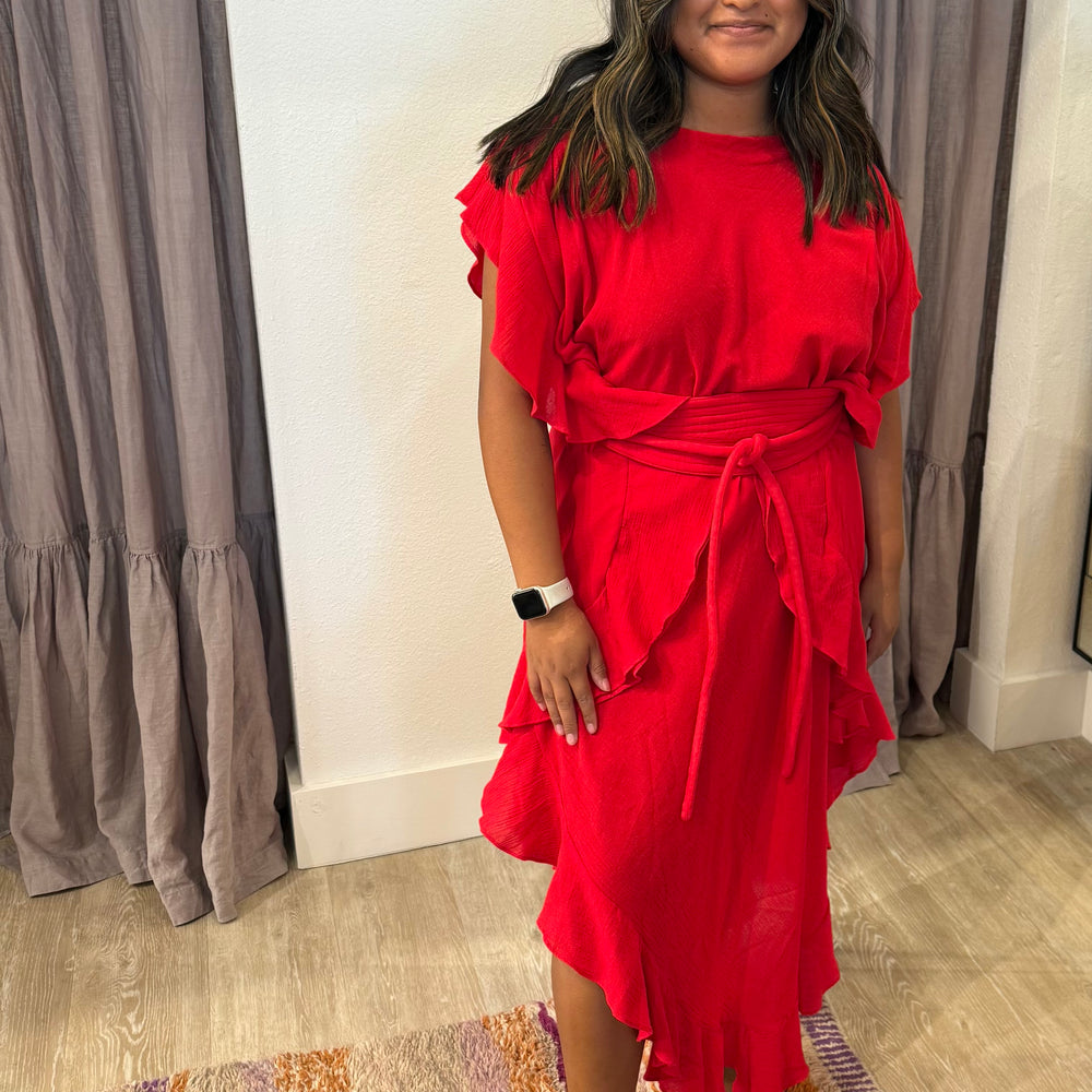 
                  
                    RUFFLE KAFTAN WITH OBI BELT
                  
                