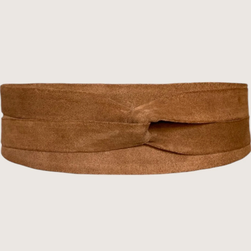 COGNAC SUEDE WRAP BELT