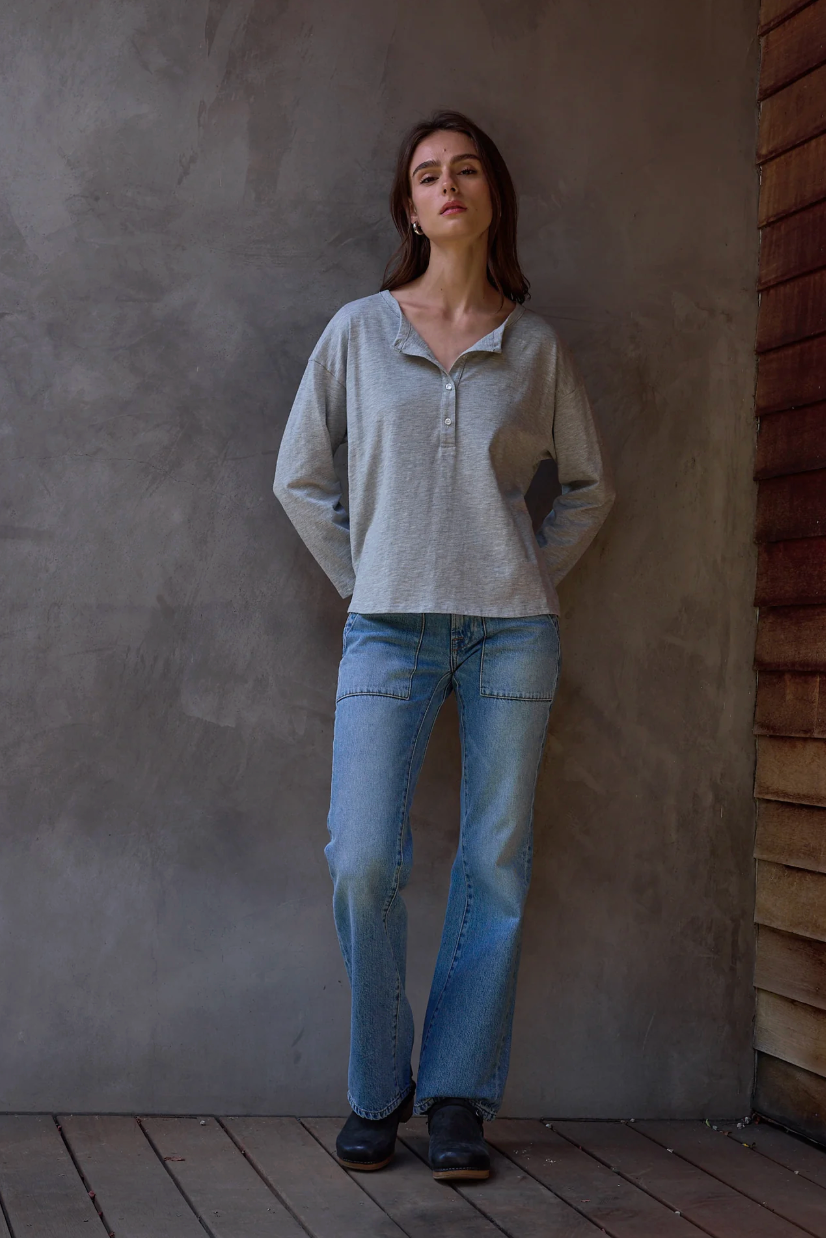 HAZEL BOXY VINTAGE JERSEY HENLEY