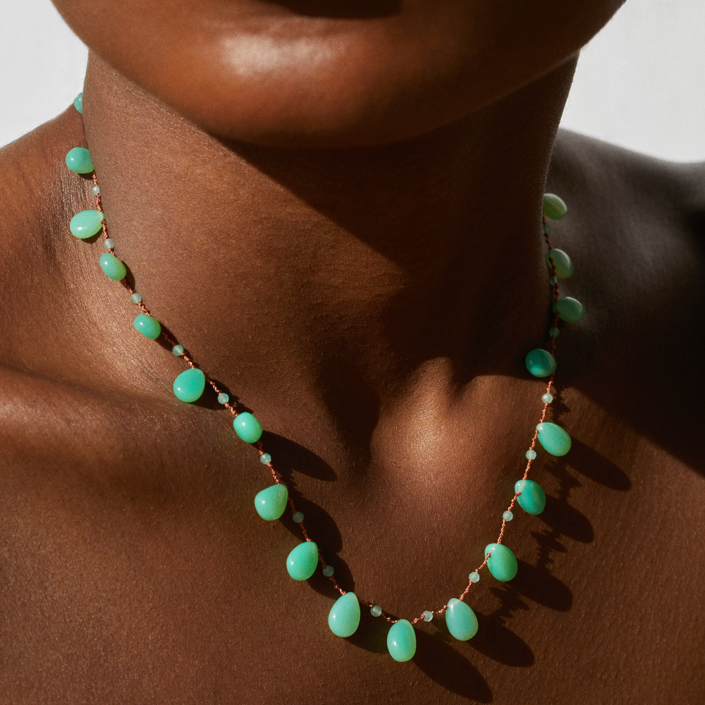 EVERGREEN DROPS & BEADS NECKLACE