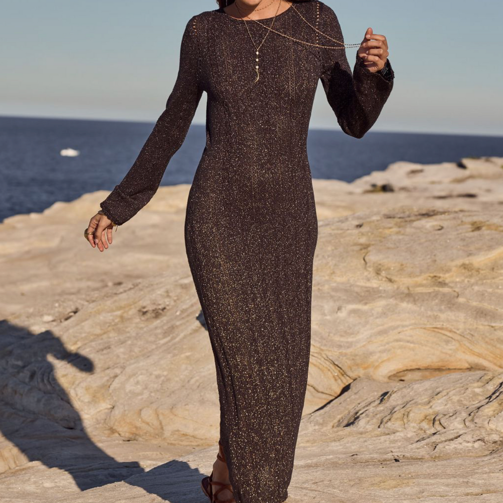MOSS KNIT BACKLESS MAXI DRESS