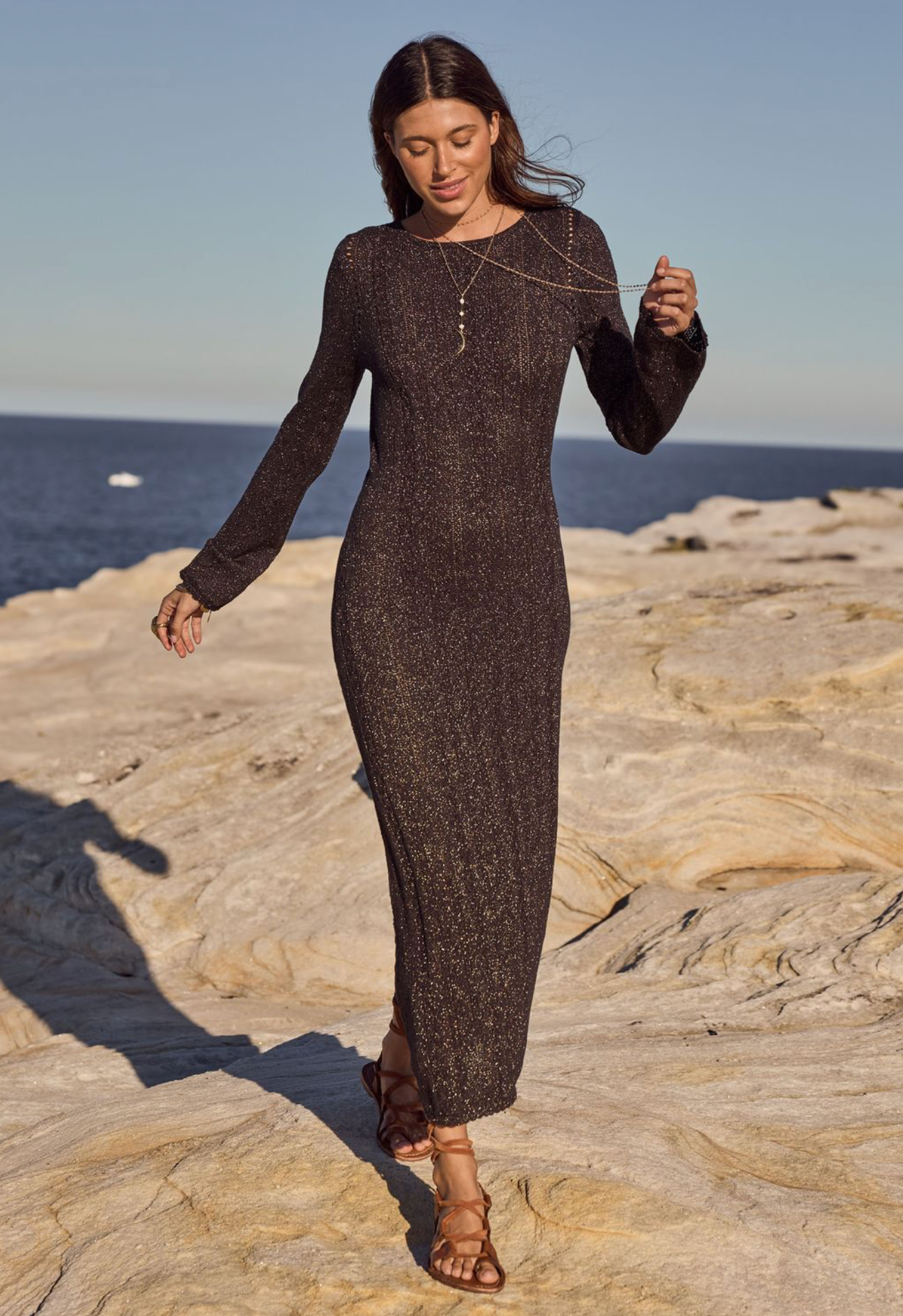 MOSS KNIT BACKLESS MAXI DRESS