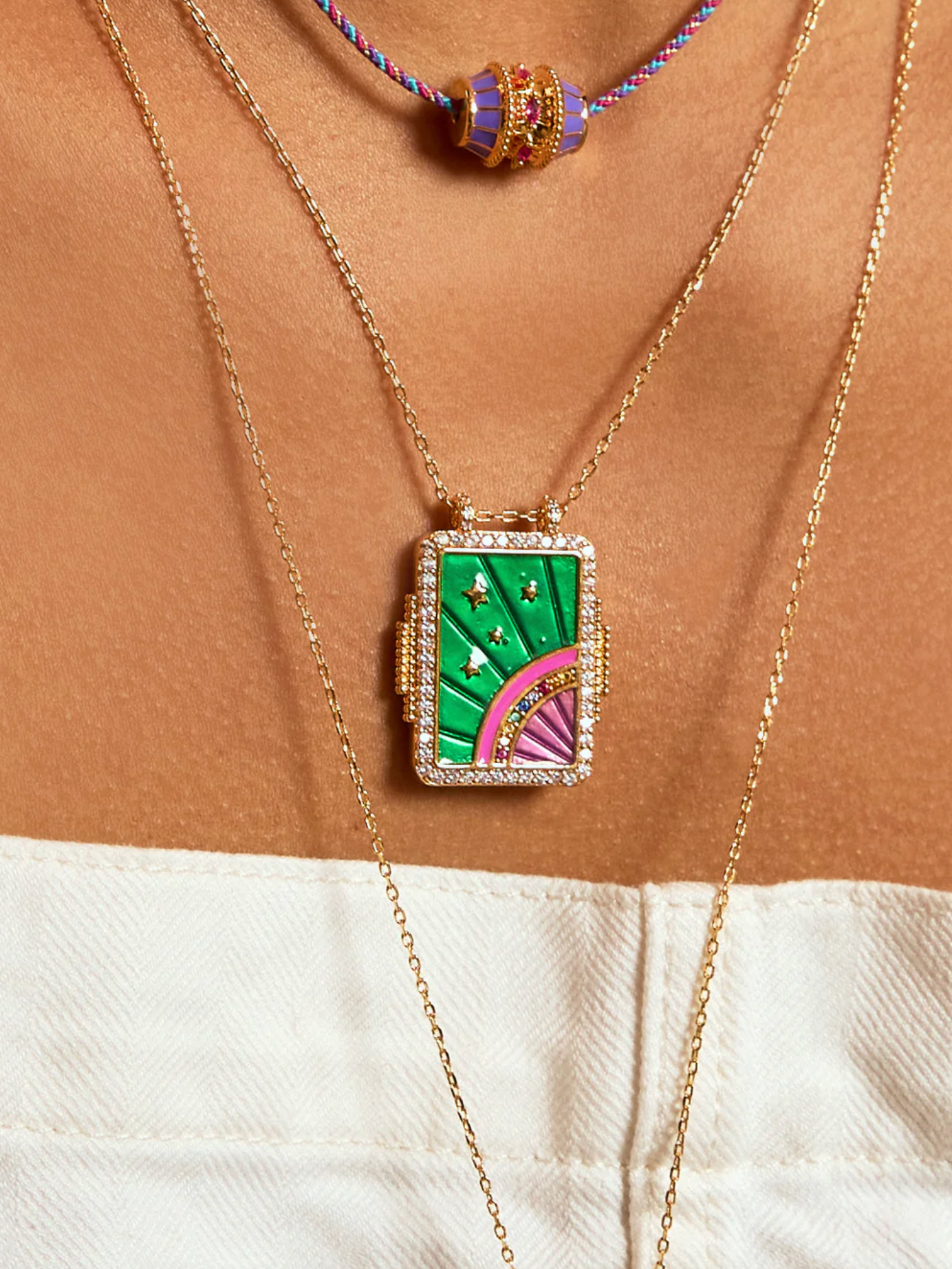 GREEN RAINBOW BOHEME NECKLACE